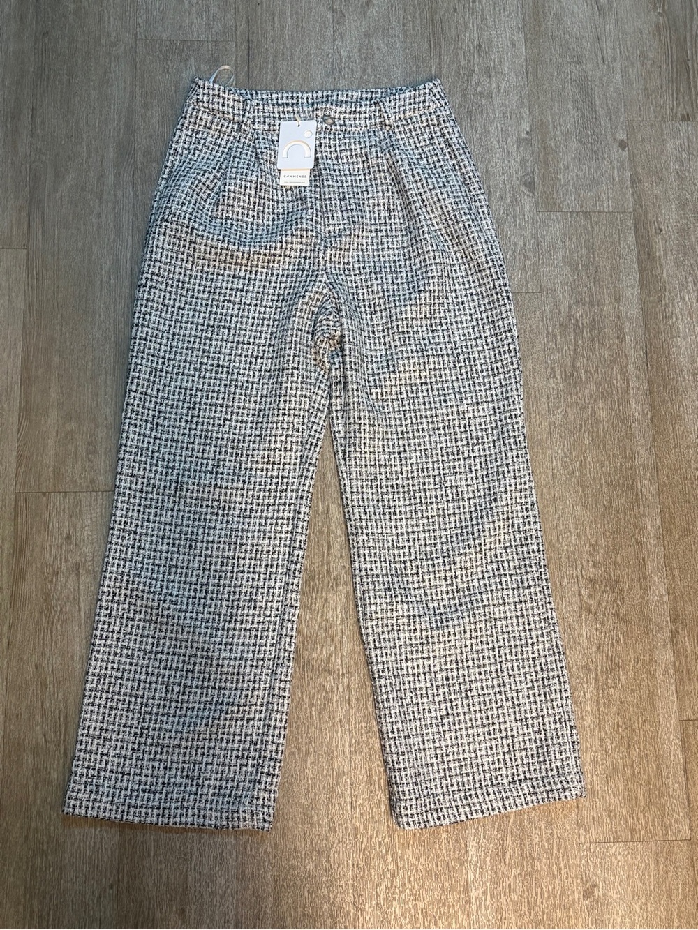 COMMENSE TEXTURED TWEED WIDE LEGGED PANTS SIZE L